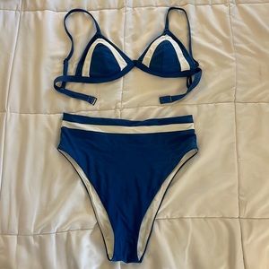 Aerie Blue and White Bikini, M Bottoms S Top